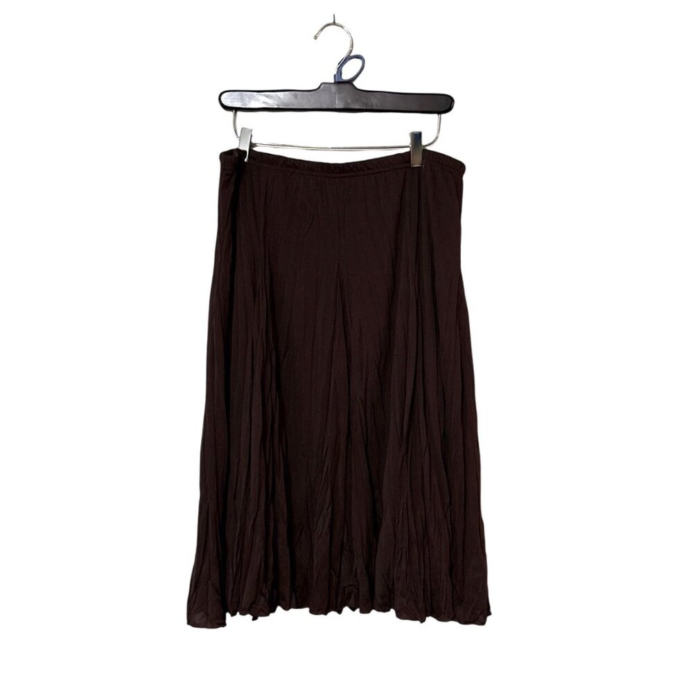 New Directions Brown Pleated Midi Skirt Size L fairy whimsy cottage‎ granny
